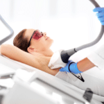 Woman's underarm in laser hair removal