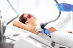 Woman's underarm in laser hair removal